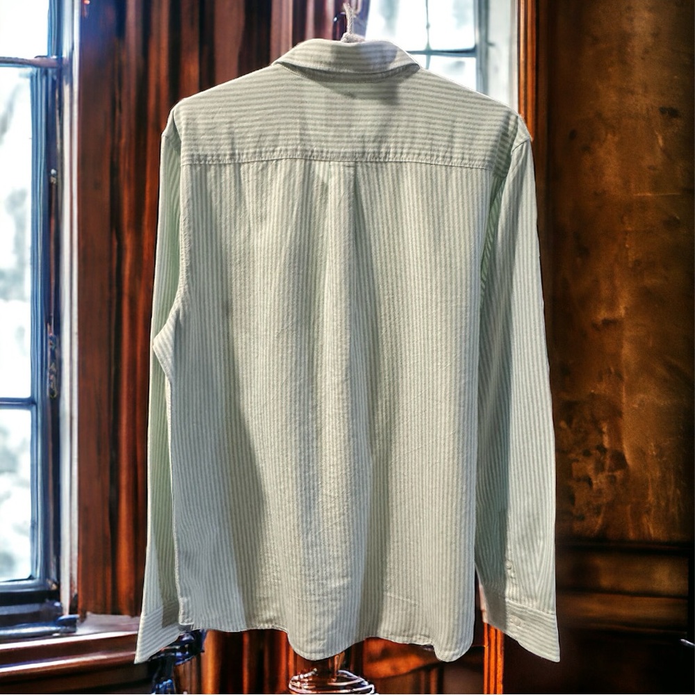 Vans Off the Wall Long Sleeve Green and White Stripped Shirt - Picture 2 of 7
